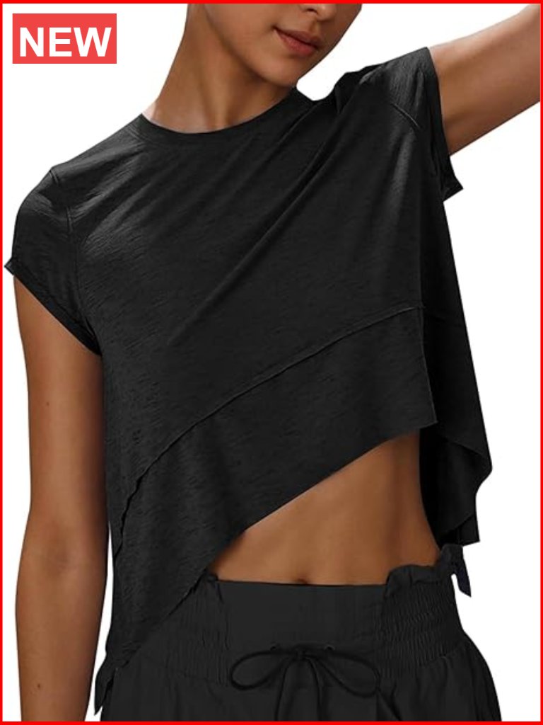 Cap Sleeve Cropped Yoga Top Lightweight Athletic Shirt